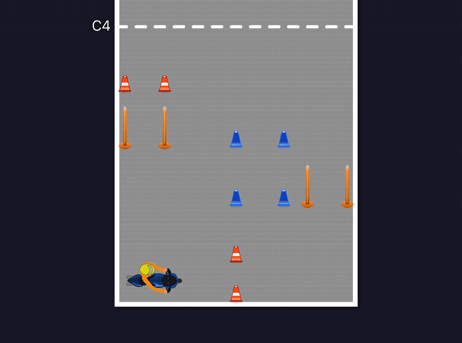 Démonstration du déplacement sans l'aide du moteur